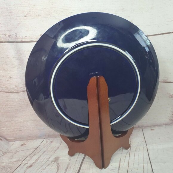 10 1/2" MCI Japan Vintage Japanese Peacock Plate Blue With Gold Trim Border  - Picture 5 of 12